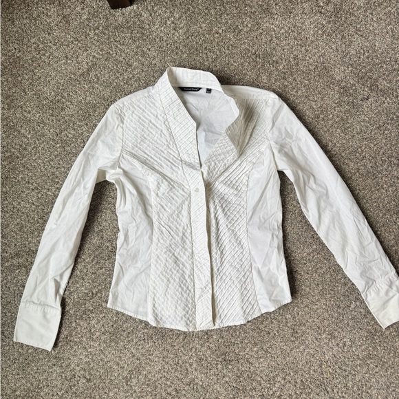 Samuel Dong Tops - Samuel Dong White Quilted-Panel Button Shirt